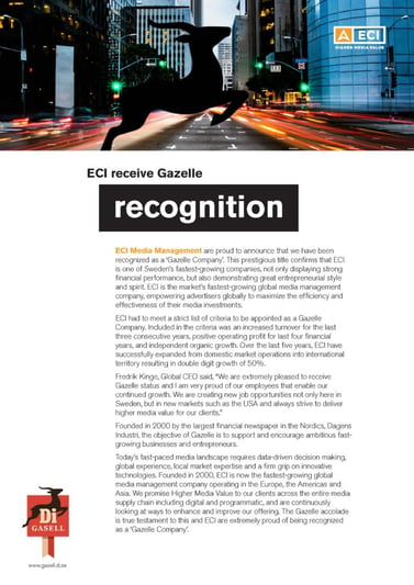 ECI receive Gazelle recognition