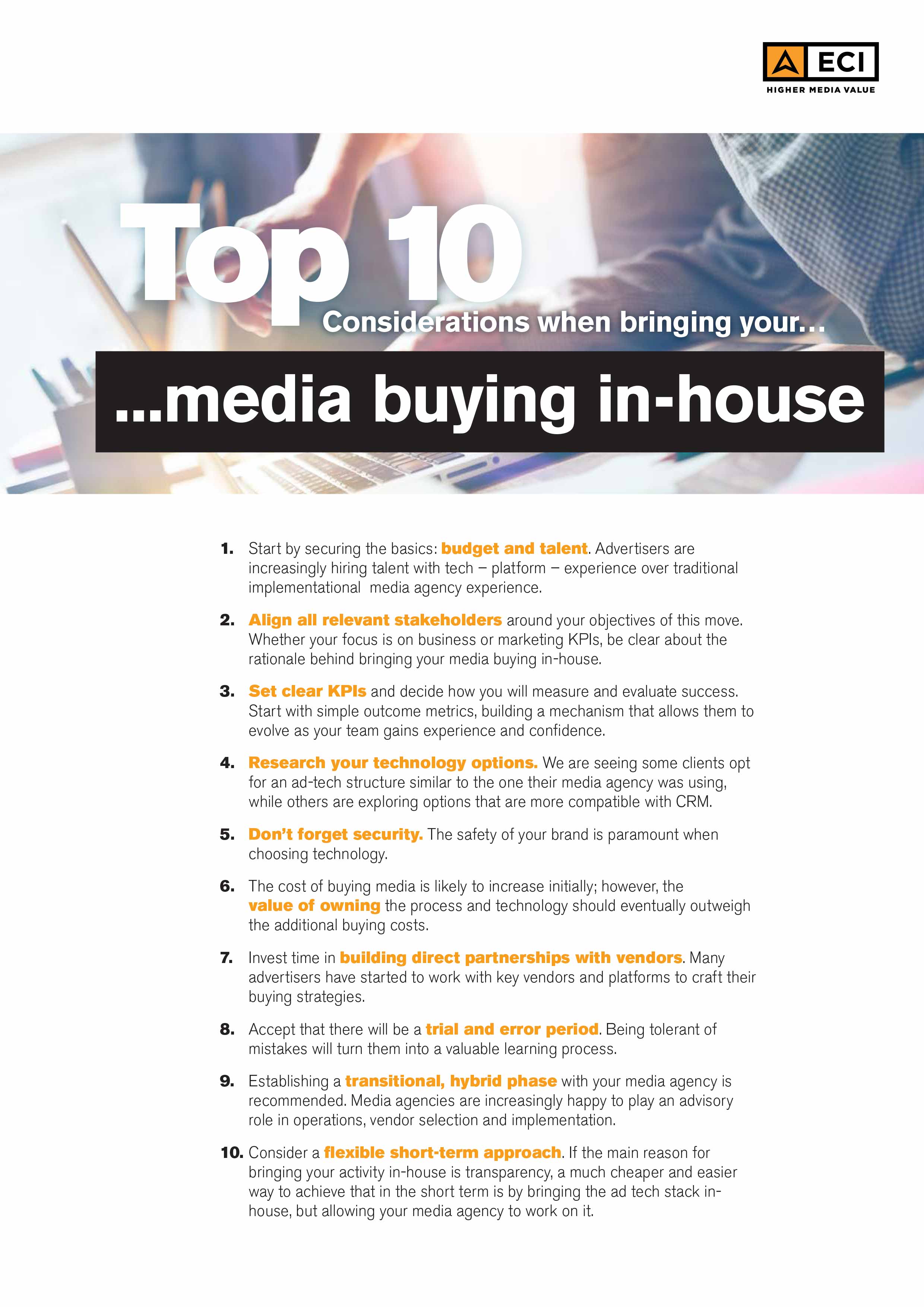 Top 10 | Considerations when bringing your media buying in-house